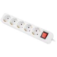 Listwa zasilająca Lanberg PS1-05F-0150-W - 5x Typ F, wtyk Schuko, 1,5 m, Biała