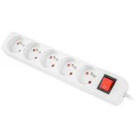 Listwa zasilająca Lanberg PS1-05E-0150-W - 5x Typ E, wtyk Schuko, 1,5 m, Biała