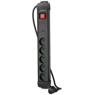 Listwa antyprzepięciowa Lanberg SP1-05E-0150-BK - 5x Typ E, wtyk Schuko, Bezpiecznik, 1,5 m, Czarna