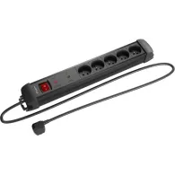 Listwa antyprzepięciowa Lanberg SP1-05E-0150-BK - 5x Typ E, wtyk Schuko, Bezpiecznik, 1,5 m, Czarna