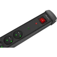 Listwa antyprzepięciowa Lanberg SP1-05E-0150-BK - 5x Typ E, wtyk Schuko, Bezpiecznik, 1,5 m, Czarna