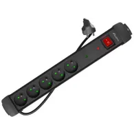 Listwa antyprzepięciowa Lanberg SP1-05E-0300-BK - 5x Typ E, wtyk Schuko, Bezpiecznik, 3 m, Czarna