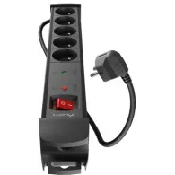 Listwa antyprzepięciowa Lanberg SP1-05E-0300-BK - 5x Typ E, wtyk Schuko, Bezpiecznik, 3 m, Czarna