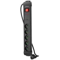 Listwa antyprzepięciowa Lanberg SP1-05E-0300-BK - 5x Typ E, wtyk Schuko, Bezpiecznik, 3 m, Czarna