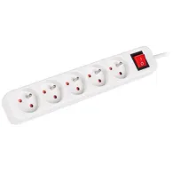 Listwa zasilająca Lanberg PS1-05E-0300-W - 5x Typ E, wtyk Schuko, 3 m, Biała