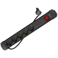 Listwa antyprzepięciowa Lanberg SP1-05F-0150-BK - 5x Typ F, wtyk Schuko, Bezpiecznik, 1,5 m, Czarna
