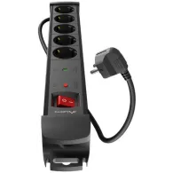 Listwa antyprzepięciowa Lanberg SP1-05F-0150-BK - 5x Typ F, wtyk Schuko, Bezpiecznik, 1,5 m, Czarna