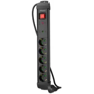 Listwa antyprzepięciowa Lanberg SP1-05F-0300-BK - 5x Typ F, wtyk Schuko, Bezpiecznik, 3 m, Czarna