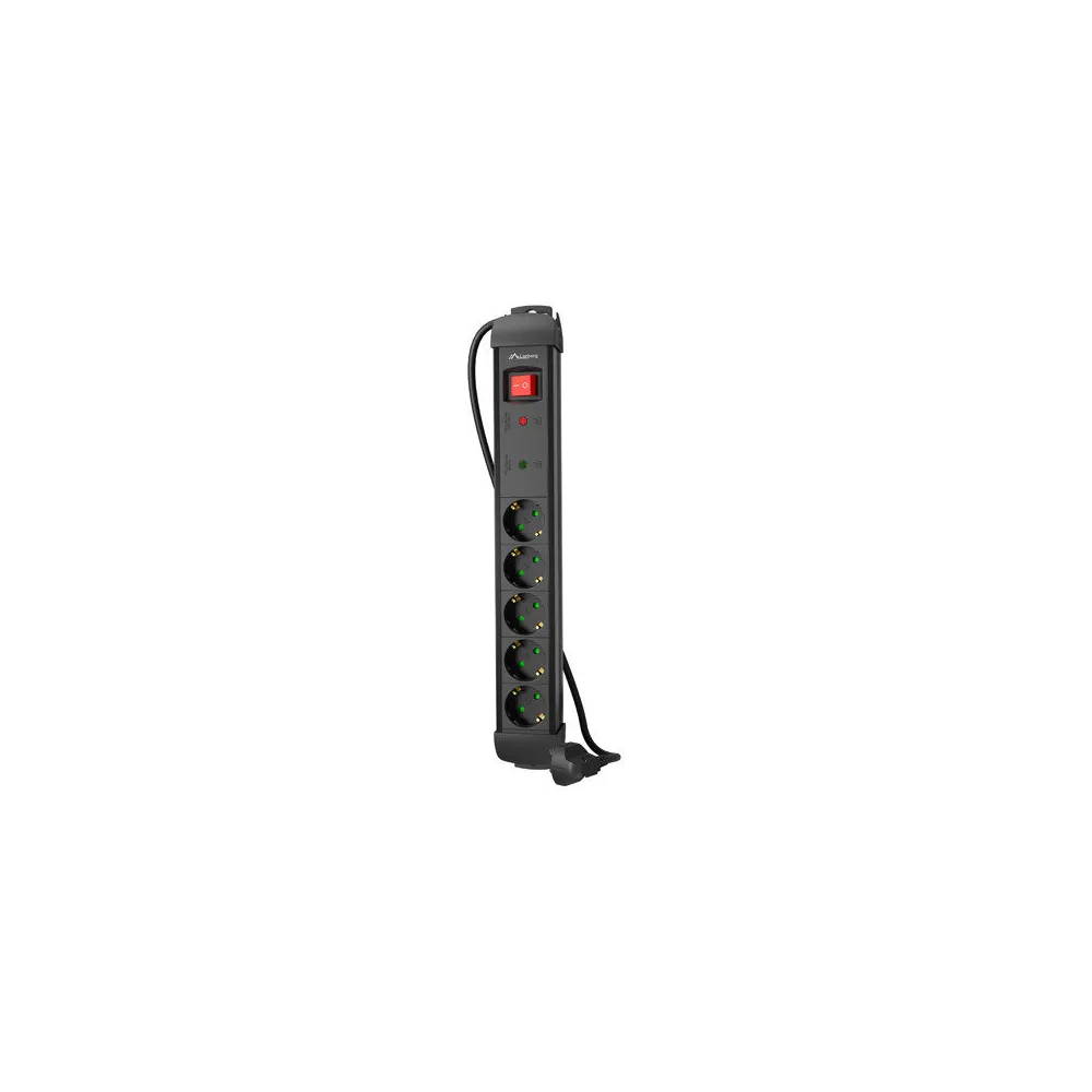 Listwa antyprzepięciowa Lanberg SP1-05F-0500-BK - 5x Typ F, wtyk Schuko, Bezpiecznik, 5 m, Czarna