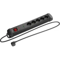 Listwa antyprzepięciowa Lanberg SP1-05F-0500-BK - 5x Typ F, wtyk Schuko, Bezpiecznik, 5 m, Czarna