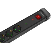 Listwa antyprzepięciowa Lanberg SP1-05F-0500-BK - 5x Typ F, wtyk Schuko, Bezpiecznik, 5 m, Czarna