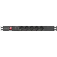 Listwa zasilająca Rack PDU Lanberg PDU-05F-0200-IEC-BK - 1U, 19", 5x Typ F, wtyk IEC C14, IP20, 2500 W, 10 A, 2m