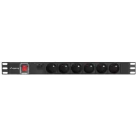 Listwa zasilająca Rack PDU Lanberg PDU-06E-0200-IEC-BK - 1U, 19", 6x Typ E, wtyk IEC C14, IP20, 2500 W, 10 A, 2m