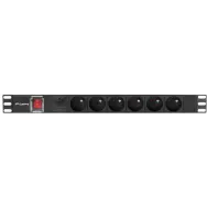 Listwa zasilająca Rack PDU Lanberg PDU-06E-0200-IEC-BK - 1U, 19", 6x Typ E, wtyk IEC C14, IP20, 2500 W, 10 A, 2m