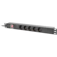 Listwa zasilająca Rack PDU Lanberg PDU-05F-0200-BK - 1U, 19", 5x Typ F, wtyk Schuko, IP20, 4000 W, 16 A, 2m