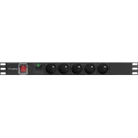 Listwa zasilająca Rack PDU Lanberg PDU-05E-0200-BK - 1U, 19", 5x Typ E, wtyk Schuko, IP20, 4000 W, 16 A, 2m
