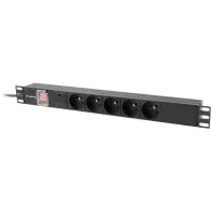 Listwa zasilająca Rack PDU Lanberg PDU-05E-0200-BK - 1U, 19", 5x Typ E, wtyk Schuko, IP20, 4000 W, 16 A, 2m