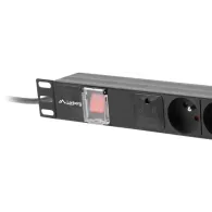 Listwa zasilająca Rack PDU Lanberg PDU-05E-0200-BK - 1U, 19", 5x Typ E, wtyk Schuko, IP20, 4000 W, 16 A, 2m