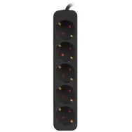 Listwa zasilająca Lanberg PS0-05F-0150-BK - 5x Typ F, wtyk Schuko, 1,5m, Czarna