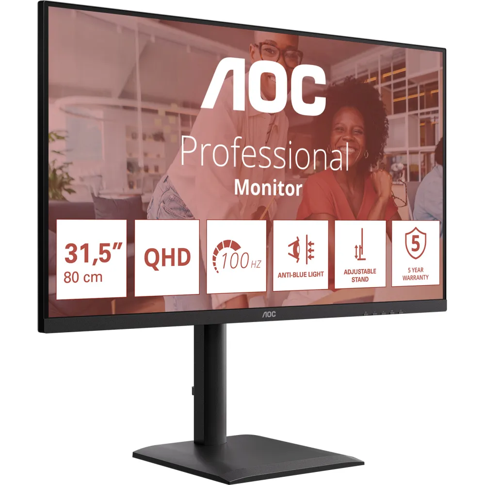 Monitor AOC Q32E4U - 31,5"/2560x1440 (QHD)/100Hz/IPS/4 ms/pivot/Czarny