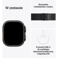 Smartwatch Apple Watch Ultra 3 MF1T4QF/A - 49 mm GPS + Cellular, czarny tytan z czarną tytanową bransoletą mediolańską, L