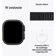 Smartwatch Apple Watch Ultra 3 MF0X4QP/A - 49 mm GPS + Cellular, czarny tytan z czarną opaską Apline, L