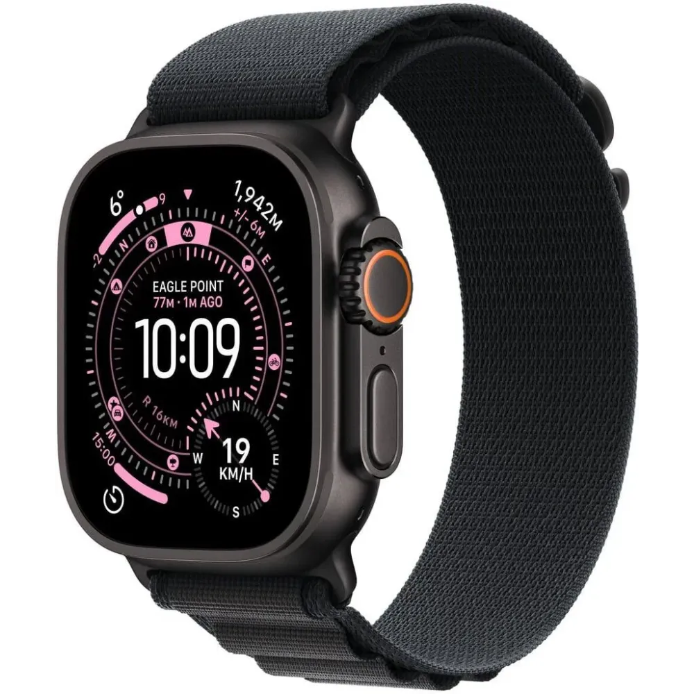 Smartwatch Apple Watch Ultra 3 MF0V4QP-A - 49 mm GPS + Cellular, czarny tytan z czarną opaską Apline, M