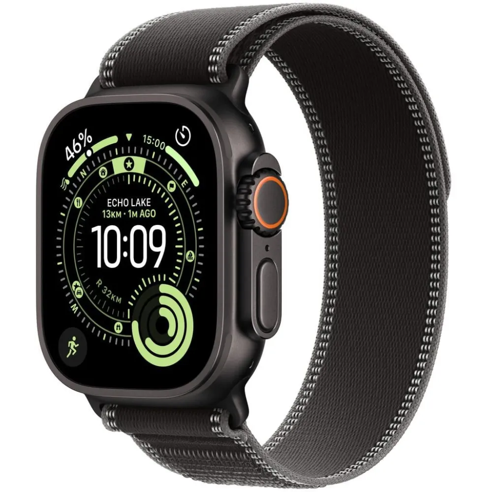 Smartwatch Apple Watch Ultra 3 MF1D4QP/A - 49 mm GPS + Cellular, czarny tytan z czarną opaską Trail, S|M