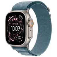 Smartwatch Apple Watch Ultra 3 MEWP4QC/A - 49 mm GPS + Cellular, naturalny tytan z jasnoniebieską opaską Apline, L
