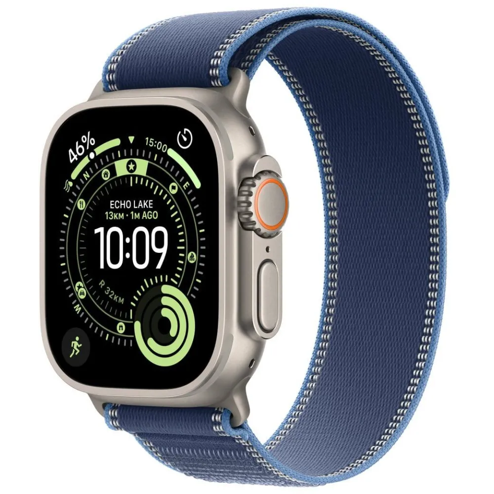 Smartwatch Apple Watch Ultra 3 MEWU4QR/A - 49 mm GPS + Cellular, naturalny tytan z jasnoniebieską opaską Trail, M|L