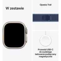 Smartwatch Apple Watch Ultra 3 MEWR4ET/A - 49 mm GPS + Cellular, naturalny tytan z jasnoniebieską opaską Trail, S|M