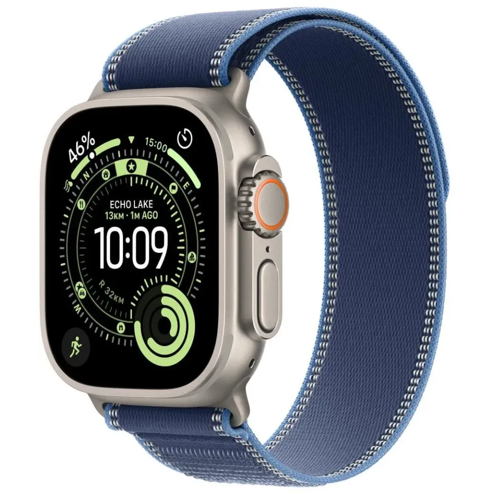 Smartwatch Apple Watch Ultra 3 MEWR4QC/A - 49 mm GPS + Cellular, naturalny tytan z jasnoniebieską opaską Trail, S|M