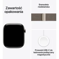 Smartwatch Apple Watch 11 MFCY4MP/A - 46 mm, GPS + Cellular, naturalny tytan z bransoletą mediolańską kol. naturalnym, S/M
