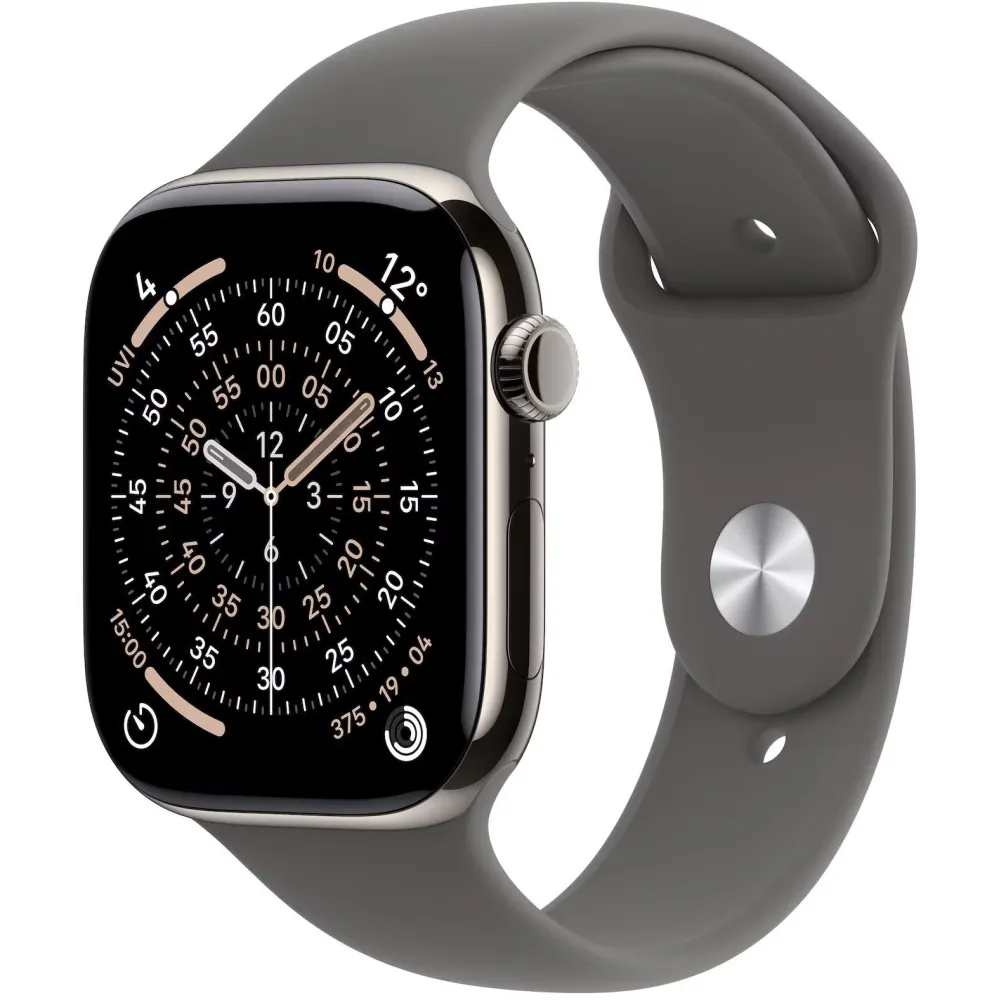 Smartwatch Apple Watch 11 MFCW4MP/A - 46 mm, GPS + Cellular, naturalny tytan z szarym paskiem sportowym, S|M
