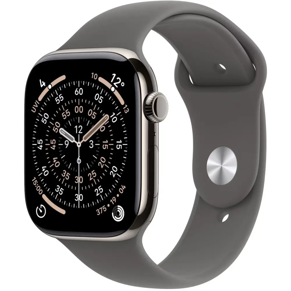 Smartwatch Apple Watch 11 MF8N4MP/A - 42 mm, GPS + Cellular, naturalny tytan z szarym paskiem sportowym, M|L