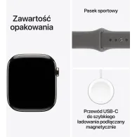 Smartwatch Apple Watch 11 MF8M4MP/A - 42 mm, GPS + Cellular, naturalny tytan z szarym paskiem sportowym, S|M