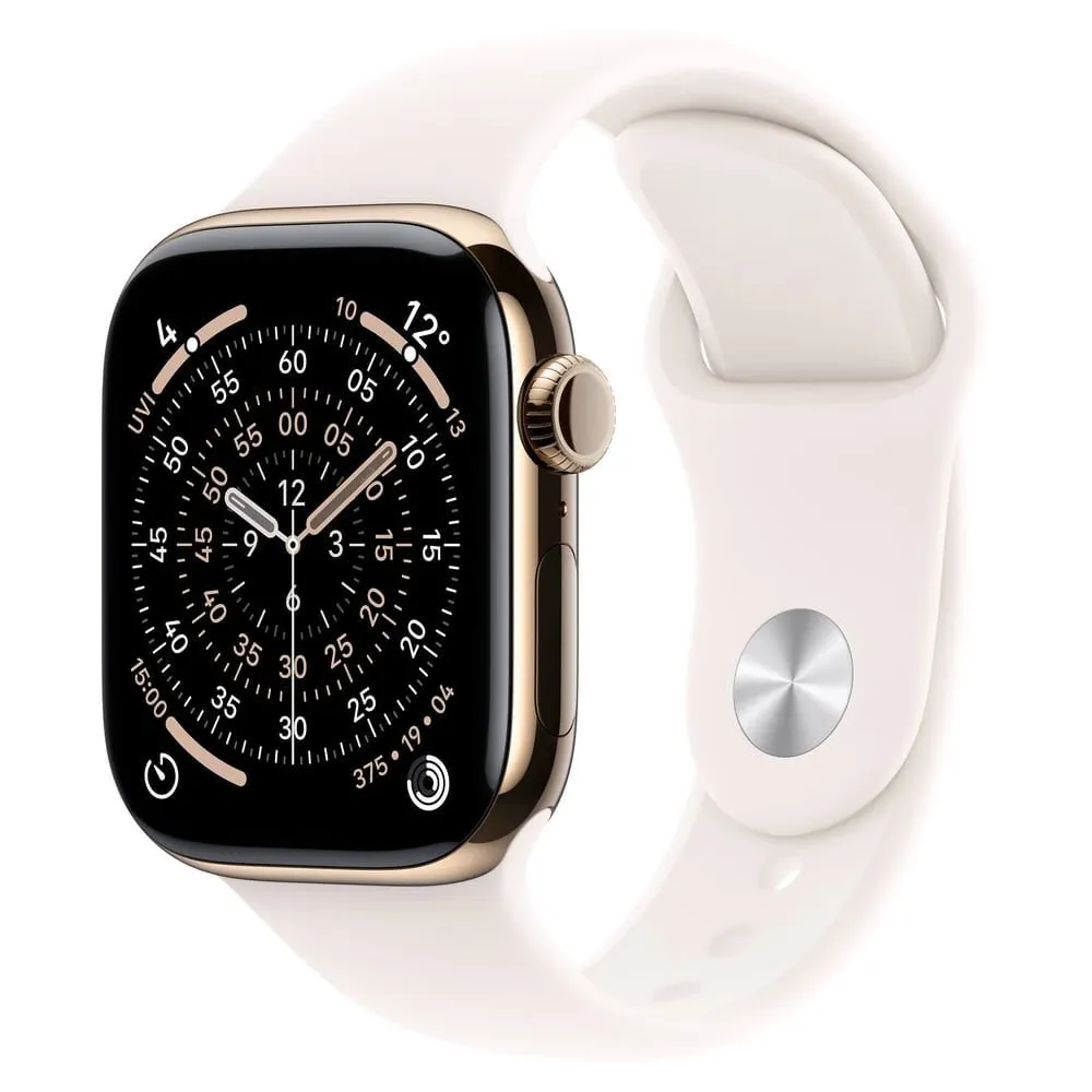 Smartwatch Apple Watch 11 MFD64MP/A - 46 mm, GPS + Cellular, złoty tytan z różowym paskiem sportowym, M|L