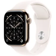 Smartwatch Apple Watch 11 MFD54MP/A - 46 mm, GPS + Cellular, złoty tytan z różowym paskiem sportowym, S|M