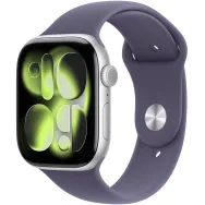 Smartwatch Apple Watch 11 MFCR4MP/A - 46 mm, GPS + Cellular, srebrne aluminium z fioletowym paskiem sportowym, M|L
