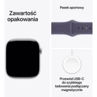 Smartwatch Apple Watch 11 MFCR4MP/A - 46 mm, GPS + Cellular, srebrne aluminium z fioletowym paskiem sportowym, M|L