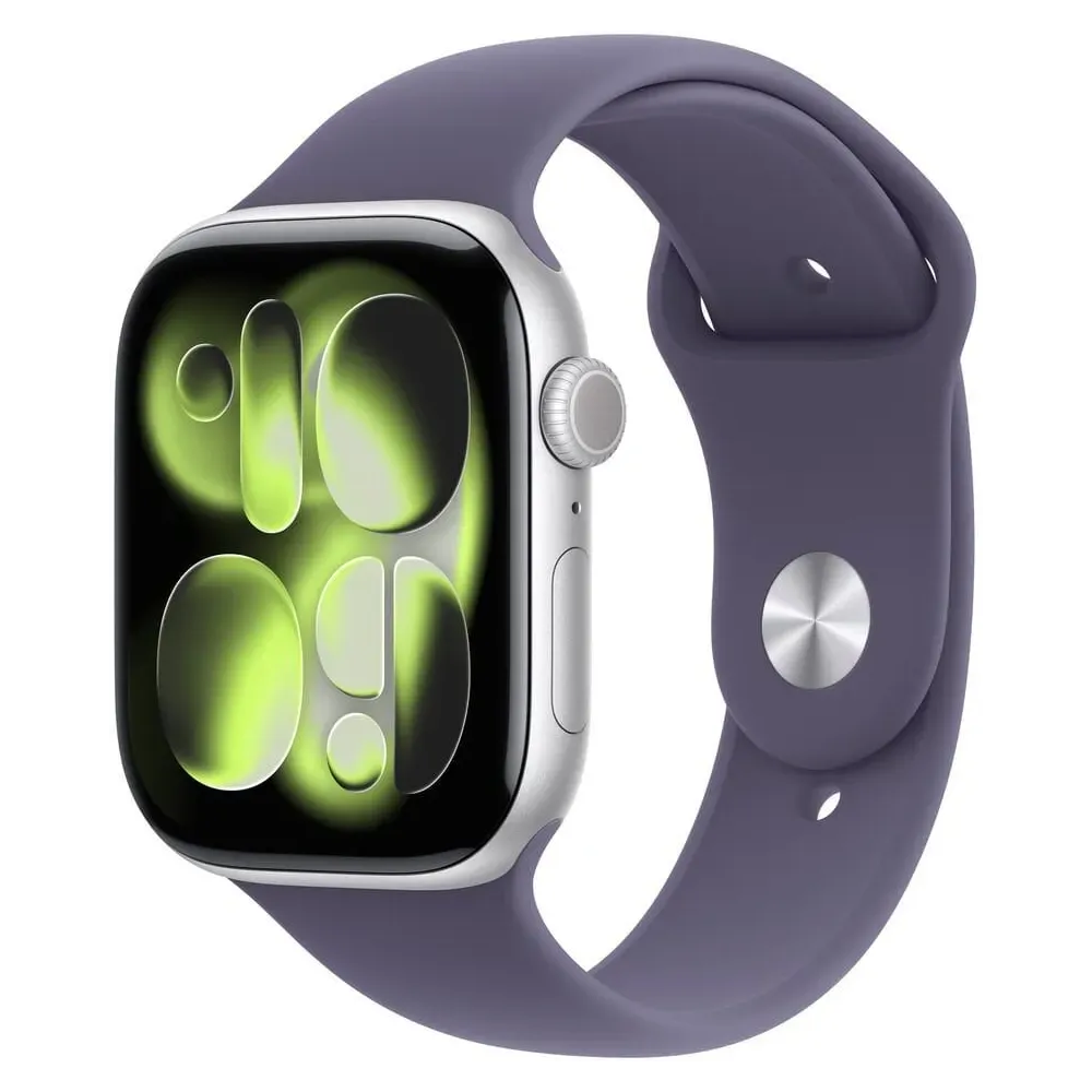 Smartwatch Apple Watch 11 MF8J4MP/A - 42 mm, GPS + Cellular, srebrne aluminium z fioletowym paskiem sportowym, M|L