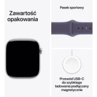 Smartwatch Apple Watch 11 MF8H4MP/A - 42 mm, GPS + Cellular, srebrne aluminium z fioletowym paskiem sportowym, S|M