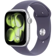 Smartwatch Apple Watch 11 MEVA4MP/A - 46 mm, GPS, srebrne aluminium z fioletowym paskiem sportowym, M|L