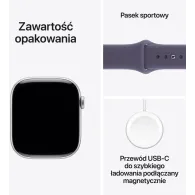 Smartwatch Apple Watch 11 MEV94MP/A - 46 mm, GPS, srebrne aluminium z fioletowym paskiem sportowym, S|M