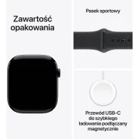 Smartwatch Apple Watch 11 MFC44ZR/A - 46 mm, GPS + Cellular, aluminium w kolorze onyksu z paskiem sportowym czarnym, M|L