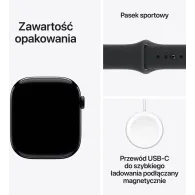 Smartwatch Apple Watch 11 MFC24MP/A - 46 mm, GPS + Cellular, aluminium w kolorze onyksu z paskiem sportowym czarnym, S|M