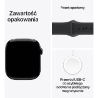 Smartwatch Apple Watch 11 MEQT4ET/A - 42 mm, GPS, aluminium w kolorze onyksu z paskiem sportowym czarnym, S|M