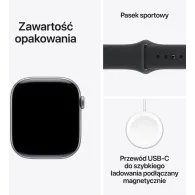 Smartwatch Apple Watch 11 MFCA4MP/A - 46 mm, GPS + Cellular, szare aluminium z czarnym paskiem sportowym, M|L
