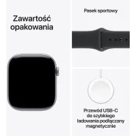 Smartwatch Apple Watch 11 MF8C4MP/A - 42 mm, GPS + Cellular, szare aluminium z czarnym paskiem sportowym, M|L