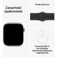 Smartwatch Apple Watch 11 MEQX4RK/A - 42 mm, GPS, szare aluminium z czarnym paskiem sportowym, M|L